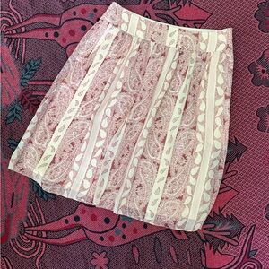 Ann Taylor Pink and Cream Paisley A-Line Skirt